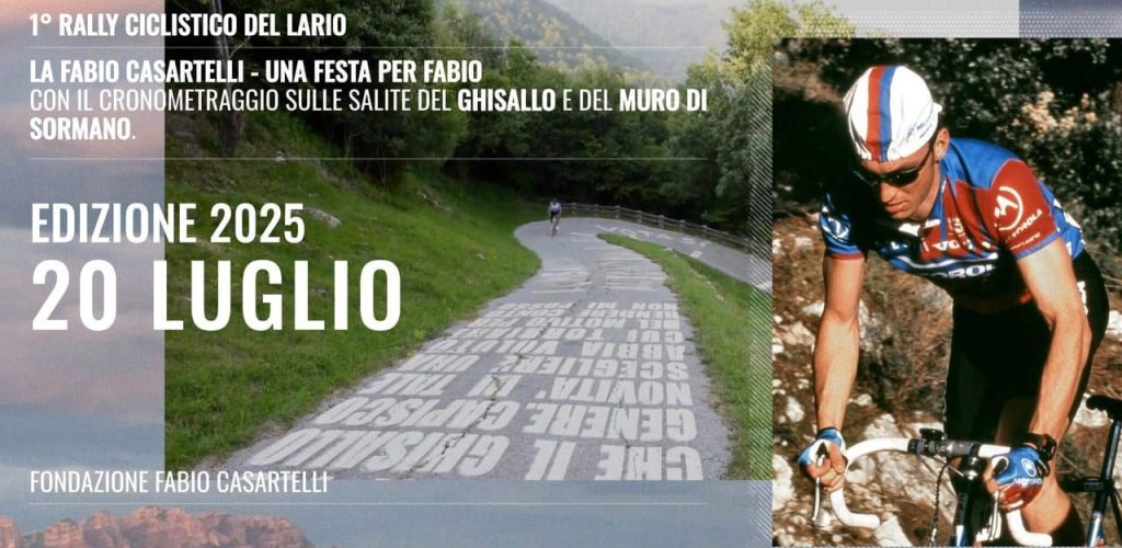 Lario cycling rally, 2025 edition, tribute to Fabio Casartelli, July 20th.