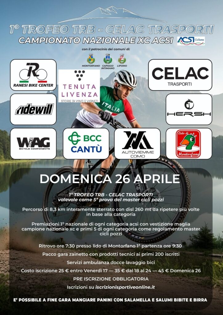 Il grande XC italiano fa tappa a Montorfano: tutto pronto per il Campionato Nazionale ACSI